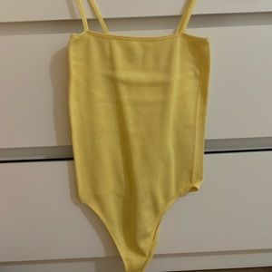Yellow Pacsun Square neck bodysuit.